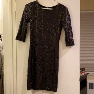 Aqua Black Sequin Cocktail Dress